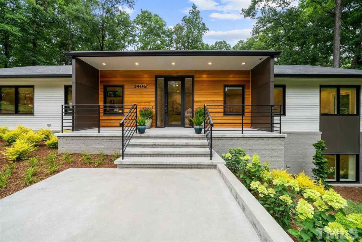 Hillman Real Estate Group's Modernist Home of the Month- 5406 Parkwood Drive Raleigh Front of House